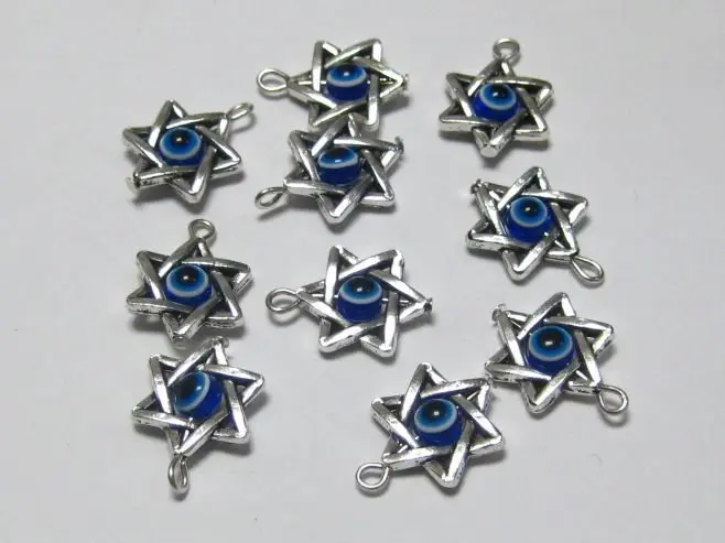 

25 Tibet Silver Colour "Star of David" EYE Kabbalah Charm Pendants