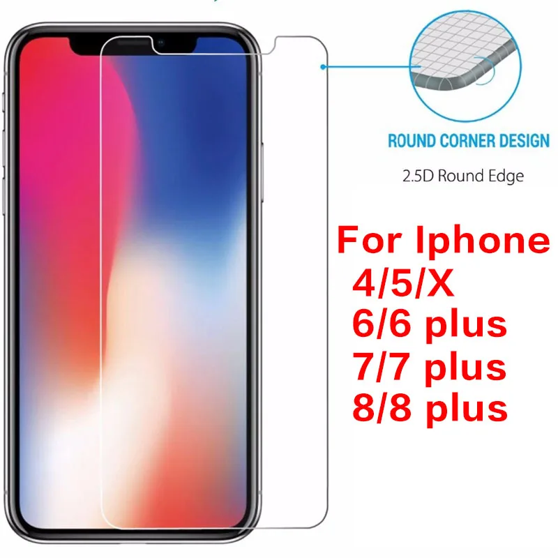 Protective Glass For Iphone 7 Plus Glass Protection On X 8 6 Plus 7plus 8plus 6plus 5 4 10 Tempered Glas Screen Protector Film