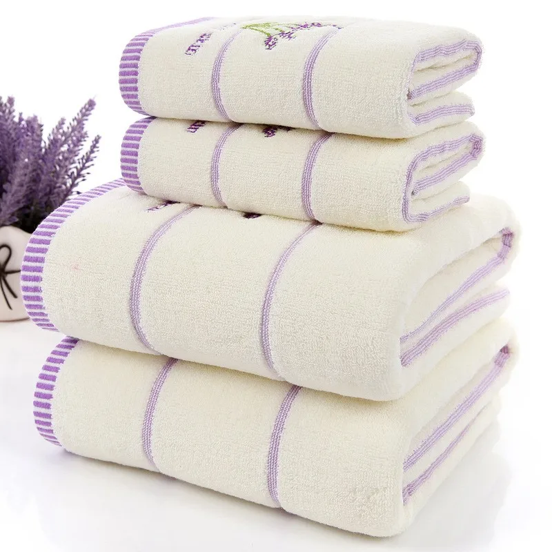 

drop ship 3pcs/set Elegant Lavender Cotton Terry Towel set for Adults Face Bathroom Hand bath Towels Toallas de Mano