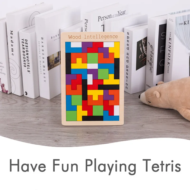 Деревянный teрис Tangram интеллектуальные образовательные головоломки для детей