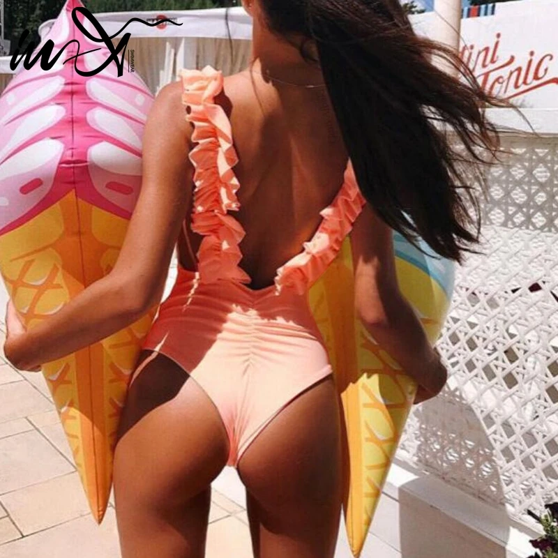 Женский купальник бикини In X бразильский в стиле ретро монокини плиссированный