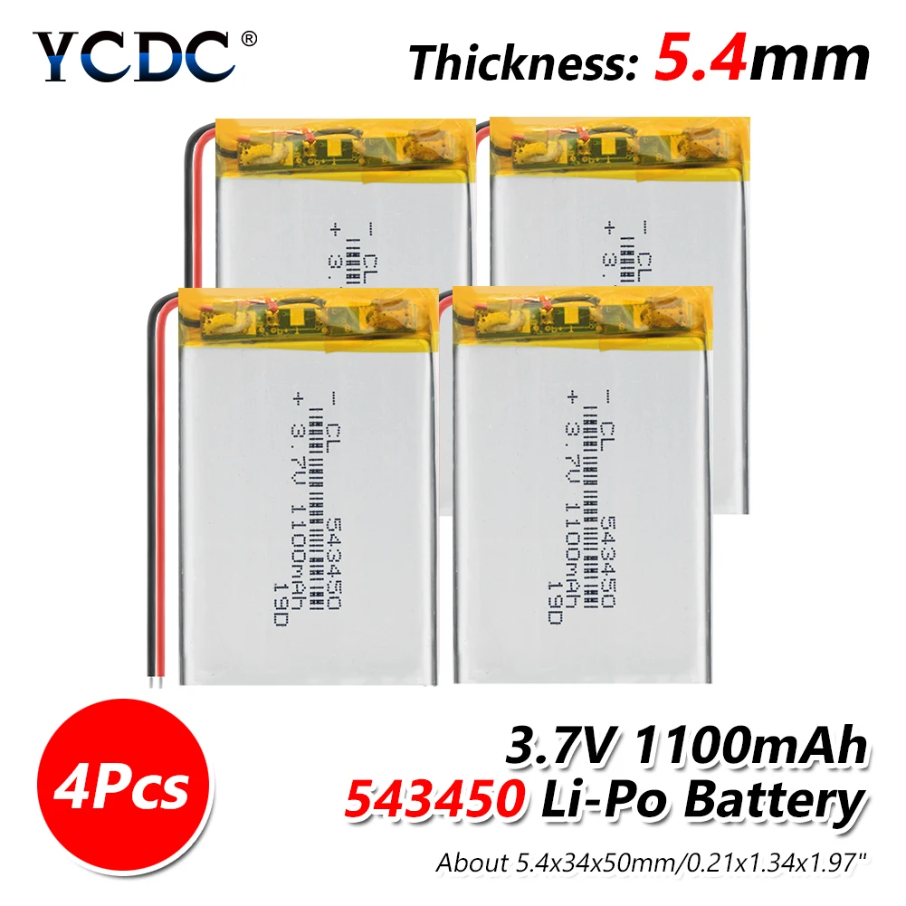 3 7 V 1100mAh 543450 литий полимерный ионный аккумулятор для MP4 MP5 gps psp мобильных карманных