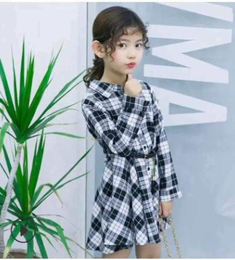 2019 baby girls plaid dress Red Plain Princess Party Long Sleeve Dress Waistband Clothes Toddler Girl England Robe | Детская одежда и