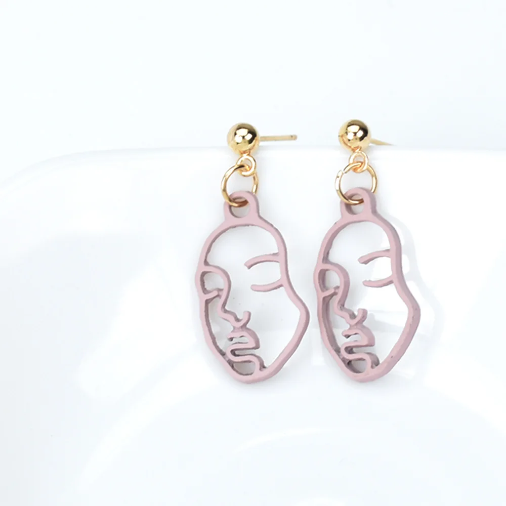 Открытые абстрактные серьги в виде лица для женщин золотые серьги-подвески