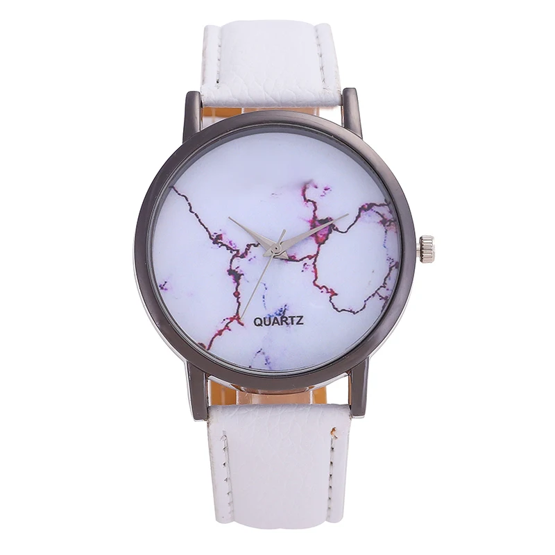 Модные простые женские кварцевые часы с черным циферблатом кожаным ремешком и из