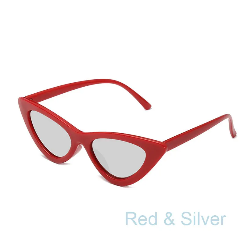 sunglass women очки солнцезащитные женские солнечные прозрачные солнцезащитные женские мода очки розовые винтаж с цветными стеклами маленькие крутые супер кот декоративные с затемнением темные солнечных очков - Цвет линз: Red Silver