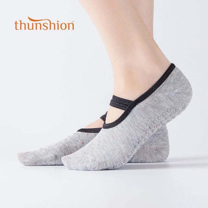 Thunshion 3 пары женские эластичные носки для йоги Нескользящие массажные модные с
