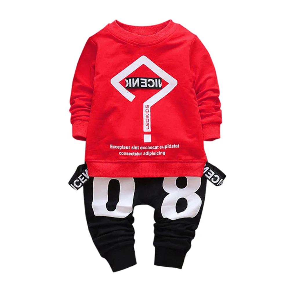Toddler Baby Kid Boy Girl Outfits Letter baby boy christmas outfit Printing T-shirt Tops+Pants Clothes Set JAN10 | Детская одежда и
