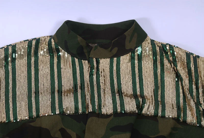 Камуфляжные джинсовые куртки для женщин с длинным рукавом на шнурке, Лоскутные Пальто с пайетками, женские модные куртки с карманами, осень-весна