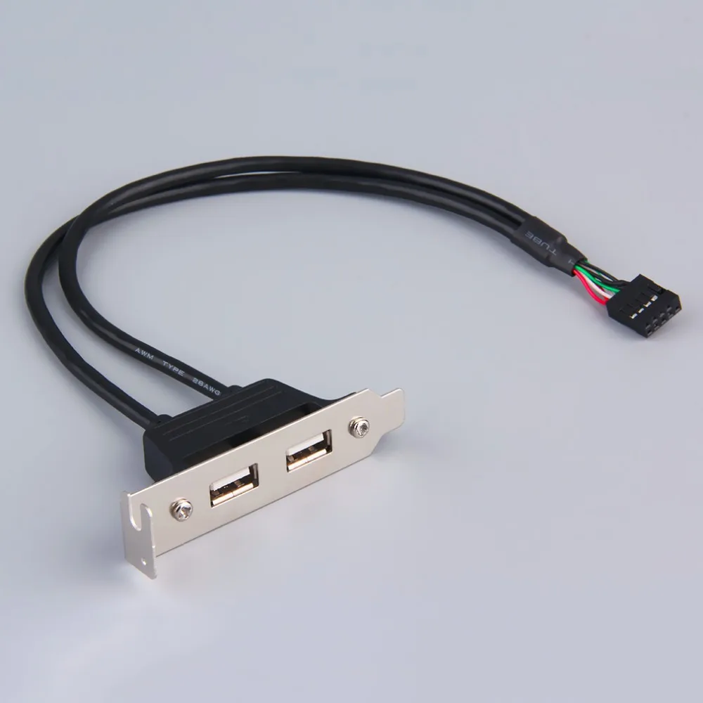 Расширение 2 порта концентратор USB 2,0 до 9 контактный разъем материнская плата панель кронштейн