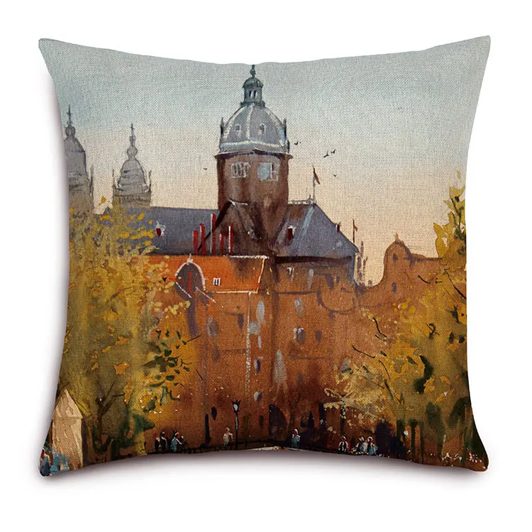 Новая Европа Винтаж Чехлы для подушек красочные Париж картина маслом Подушки S