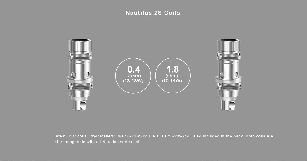 Электронная сигарета вапорайзер Aspire Nautilus 2s бак 2,6 мл MTL атомайзер с Nautilus 0.4ом/1.8ом BVC катушки Vape танк вейпер