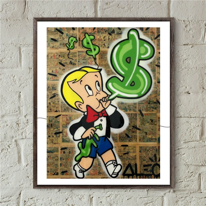 Alec Monopolyingly Ричи Скрудж долларов холст живопись плакаты граффити принты настенные уличные художественные картины для декора гостиной