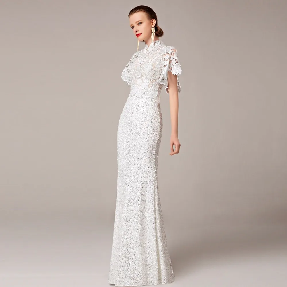 2018 Coniefox трубы новые стили бисером кружево Русалка Белый Свадебные Выпускные