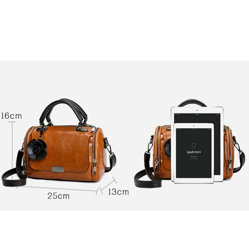 2019 New Flowers Pendant Handbag Women's Fashion Boston Bags PU Shoulder Bag Ladies Luxury Crossbody Vintage Messenger | Багаж и сумки