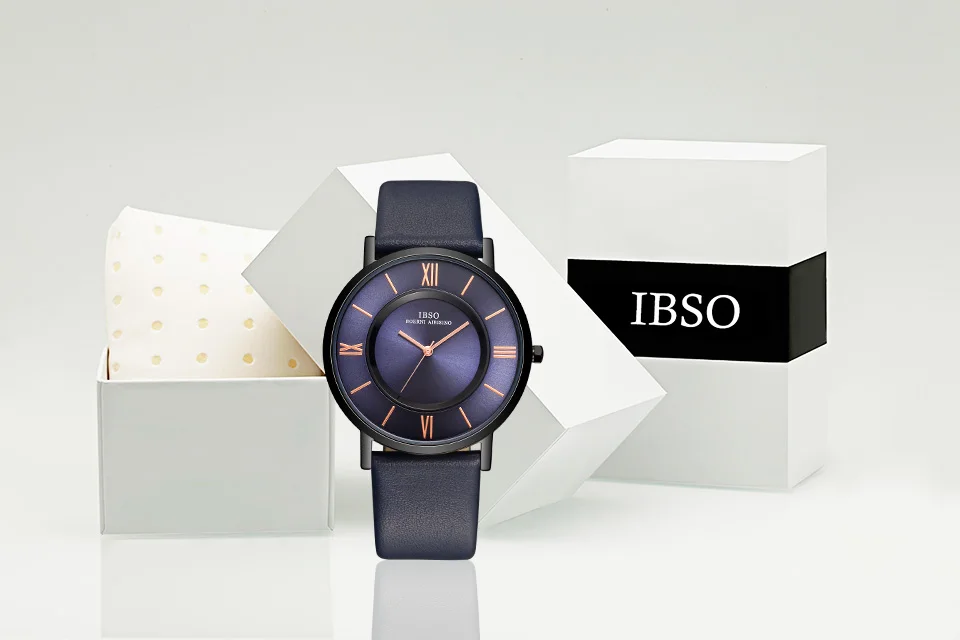 IBSO 7 мм Ультратонкие мужские кварцевые часы повседневные пара циферблат с римскими Цифрами Кварцевые часы для мужские наручные часы подарок на день рождения