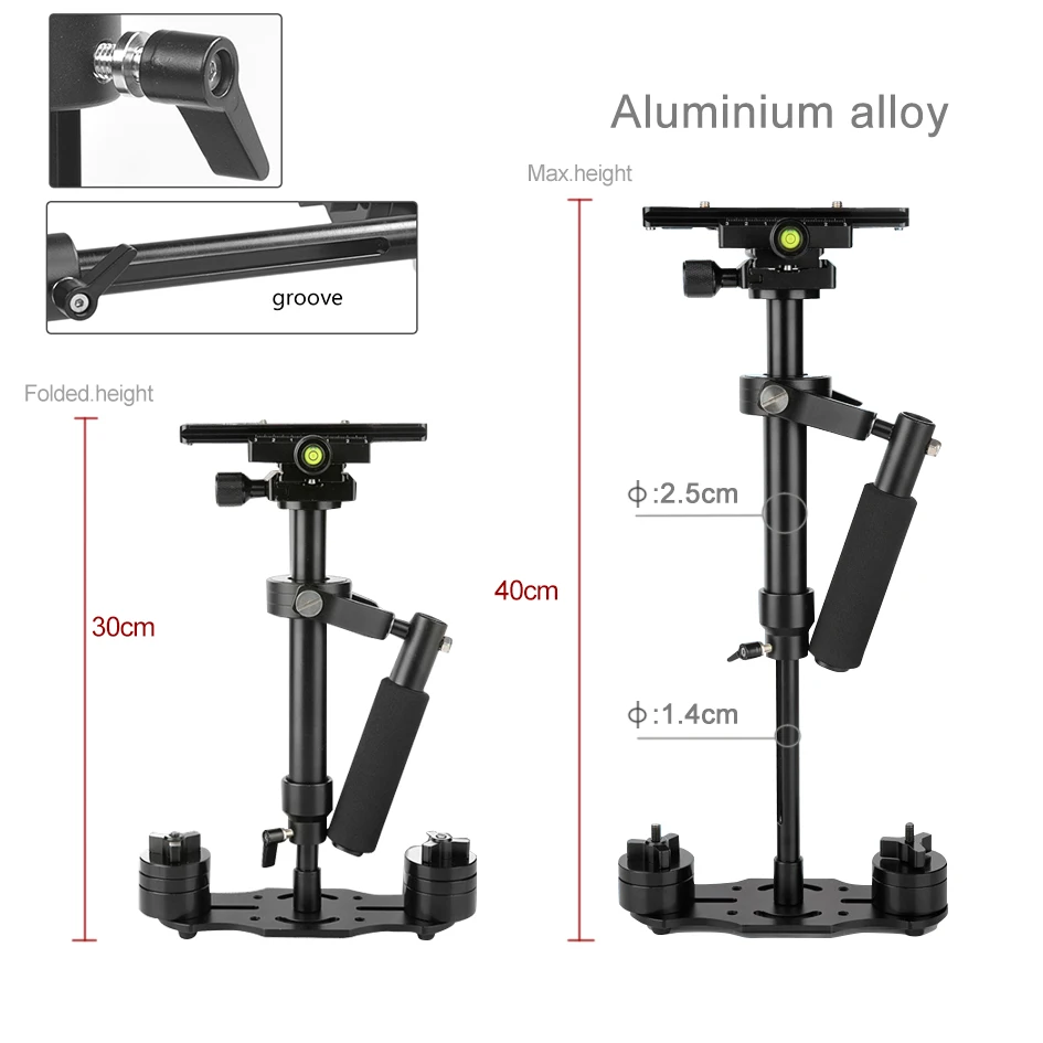 ALUMOTECH S40 Steadycam S-40 + Plus 1 3 кг 40 см алюминиевый ручной Стабилизатор Steadicam DSLR