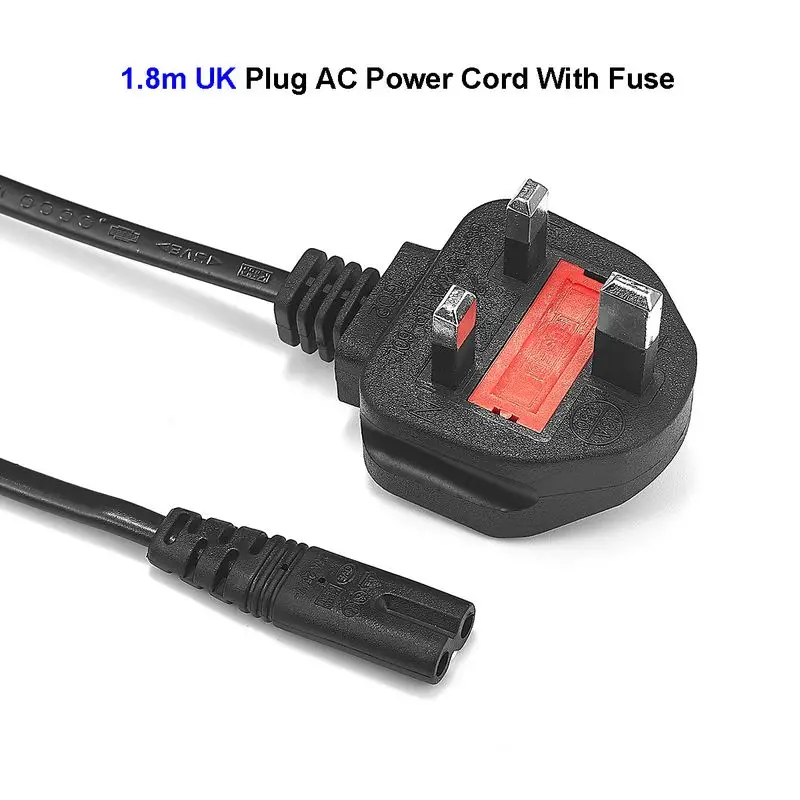 UK Plug 1.8m AU US Рисунок 8 консоль ЕС шнур питания IEC C7 шнур питания для портативного радио камеры зарядное устройство sony psp 3 4 DVD ноутбука - Цвет: UK Plug 1.8m