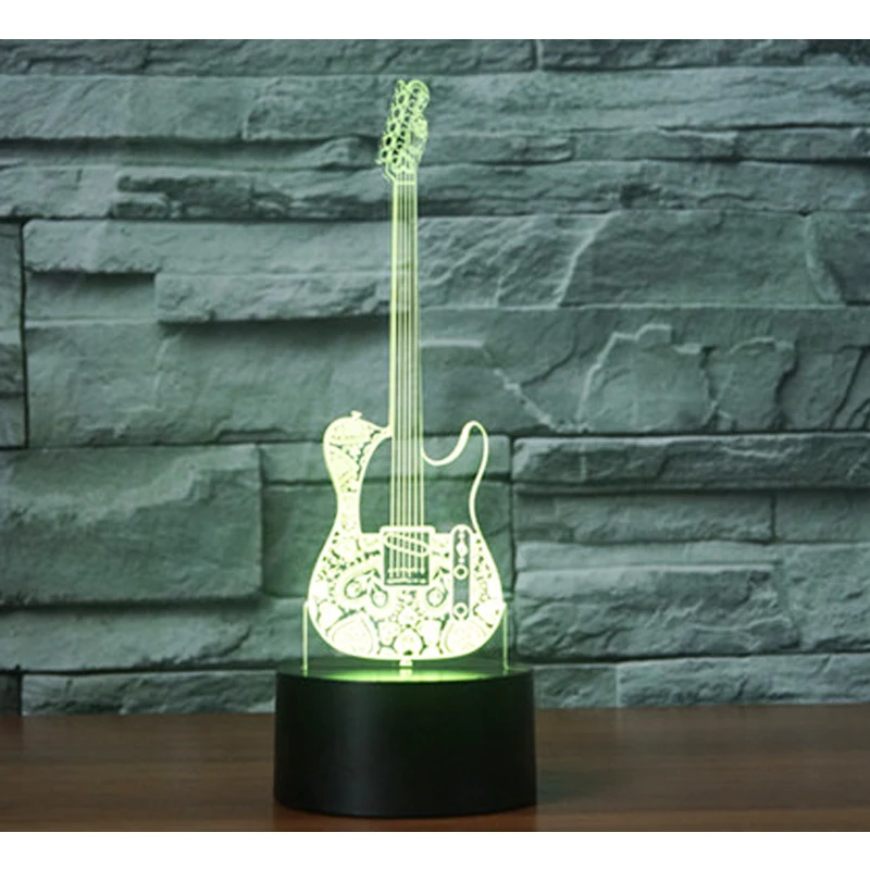 3D LED ночник гитара поставляется с 7 видов цветов светом для украшения дома лампа