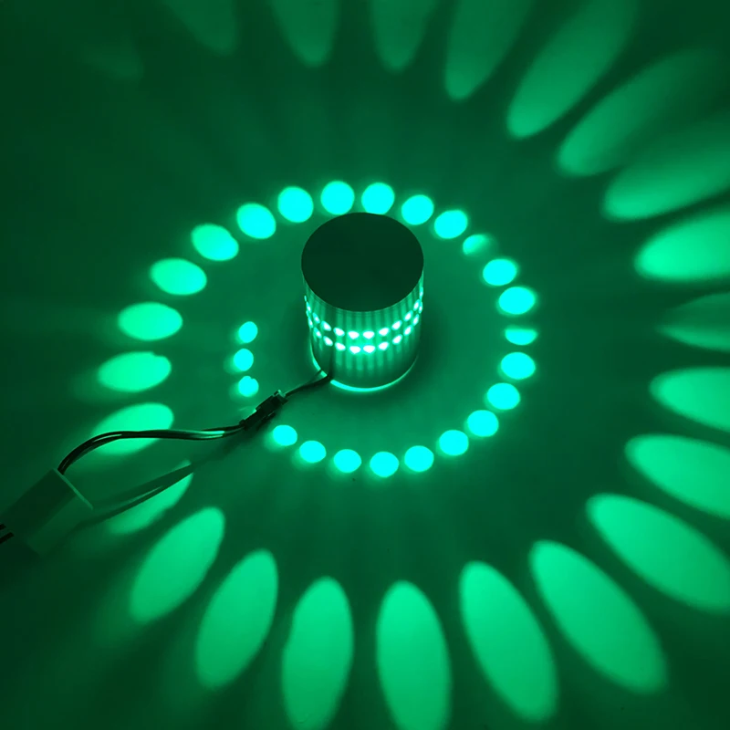 Современный 3 Вт RGB светодиодный настенный светильник wandlamp спиральное бра потолочное освещение светильники подходят для внутреннего дома прохода фойе спальни кровати