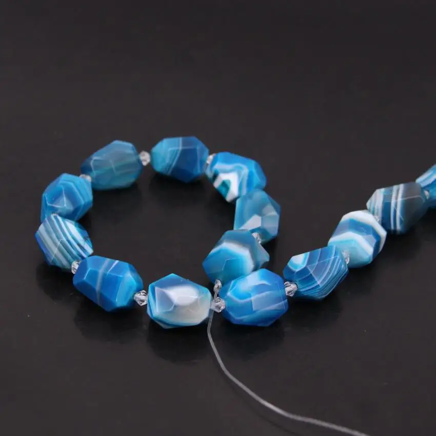 Бусины Из Натурального голубого агата с огранкой 15 5 дюймов|loose beads|beads loosestriped agate