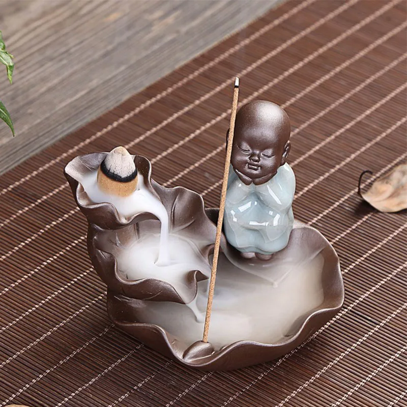 Прекрасный Joss фигурка монаха Керамика фарфор Ладан плита держатель горелки печи