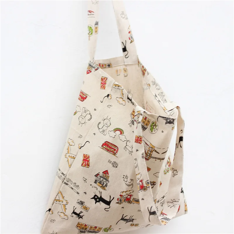 

YILE Cotton Linen Shopping Tote Shoulder Carrying Bag Eco Reusable Bag Printed Black Cat NEW L024