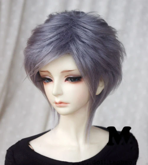 BJD кукла натуральный мех парик для 1/3 1/4 1/6 1/8 1/12 BJD кукла дымчато-серый средней длины прямые мех парики