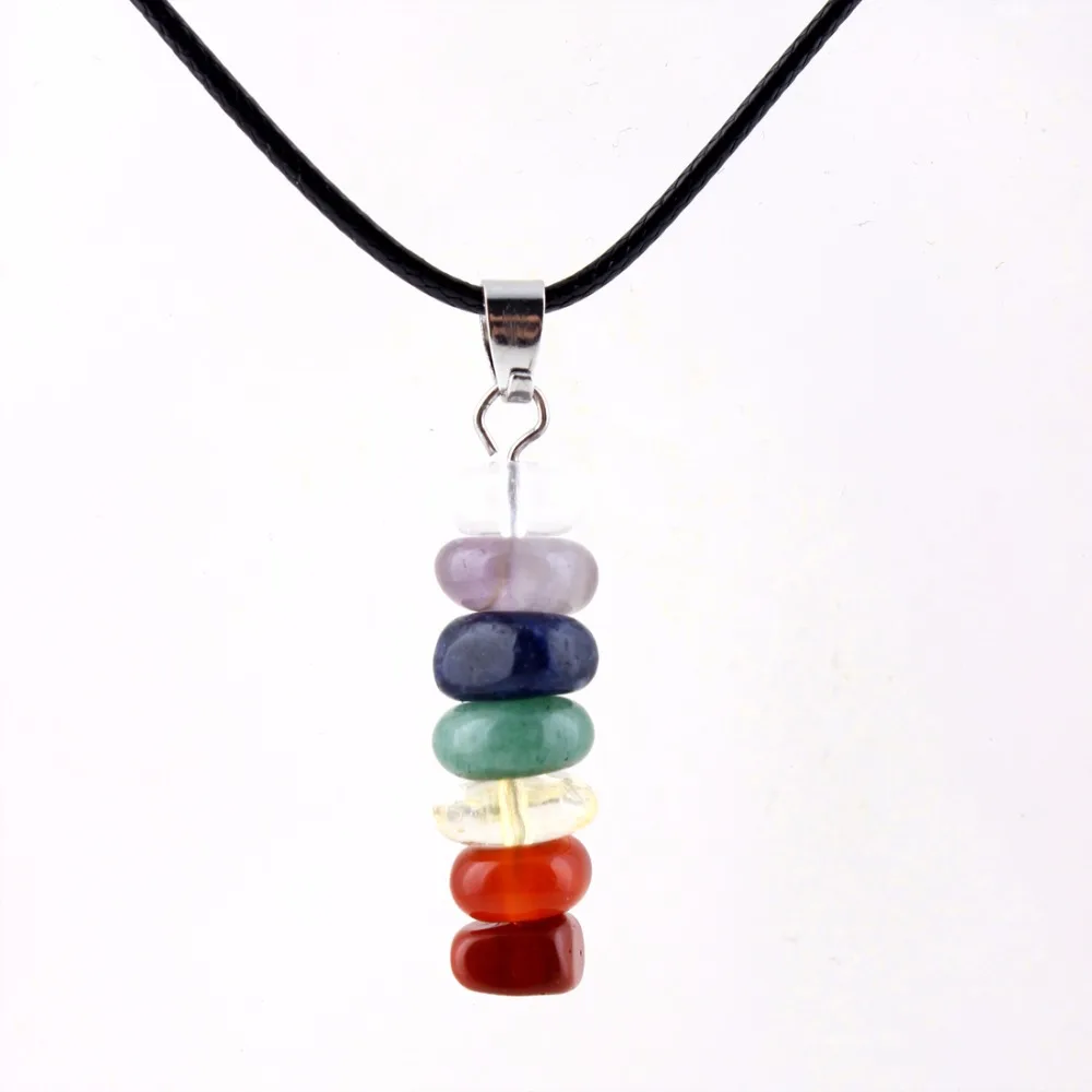 Ассорти Красочные Точки Крест Кулон натурального Камня Neckalces Маятник Цепи Кожи