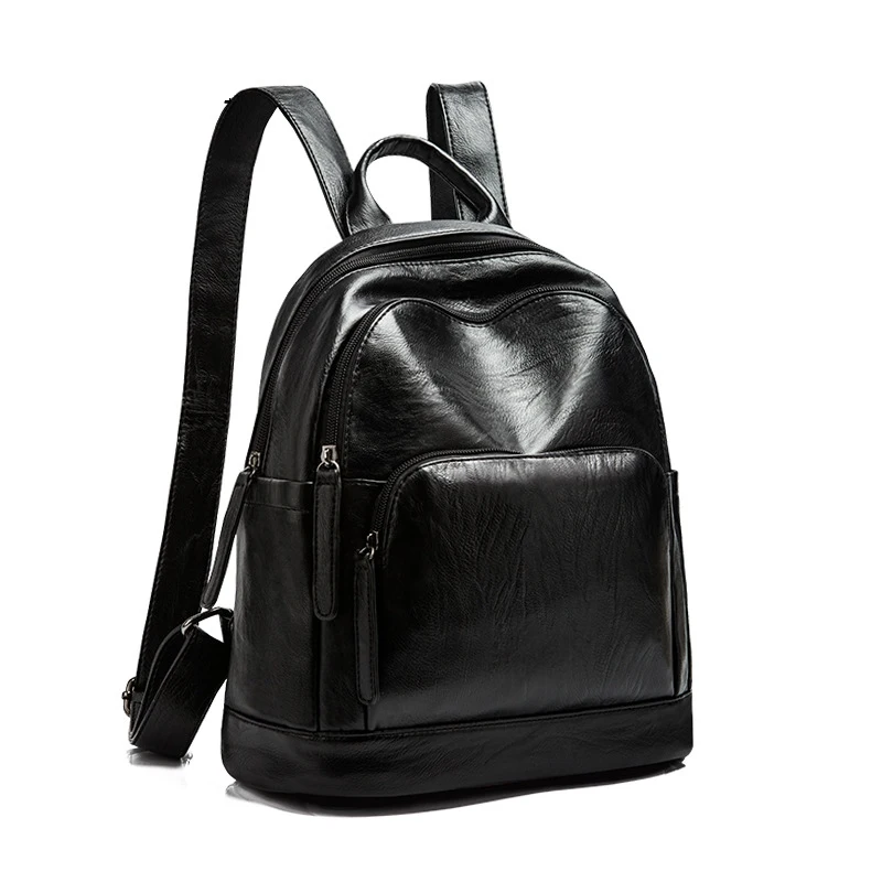 Маленькие рюкзаки для женщин новая сумка на плечо с заклепками молнии кожанные