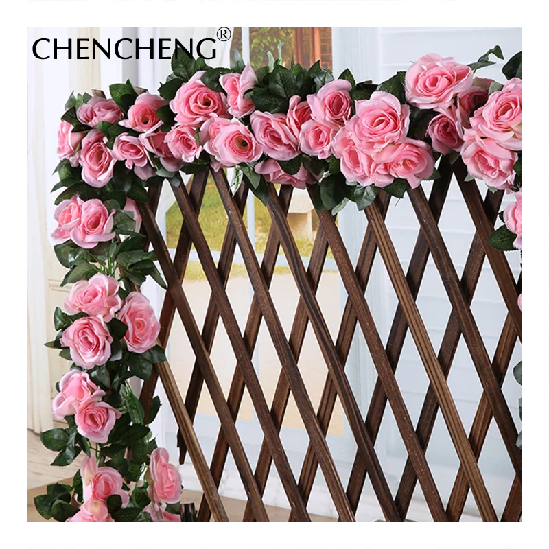 CHENCHENG 2 шт./лот искусственный шелк роза поддельные цветы лоза ротанга настенный