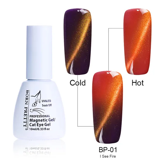 10ML BP-01 BORN PRETTY 10 мл термальный магнитный 3D кошачий глаз Хамелеон Блестящий Гель-лак Температура Изменение цвета замочить от УФ-гель-лака - Цвет: 10ML BP-01