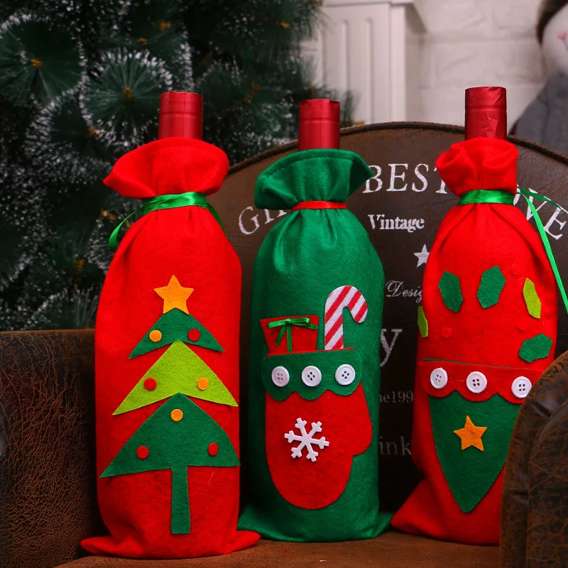 Рождественская елка перчатка шаблон чехол для бутылки вина Navidad Банкетный