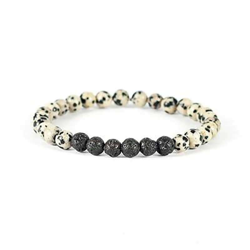 1pcs Volcanic Lava Stone Essential Oil Diffuser Bracelets Healing Balance Yoga Dalmatian Jasperstone Bracelet For Men Women | Украшения и
