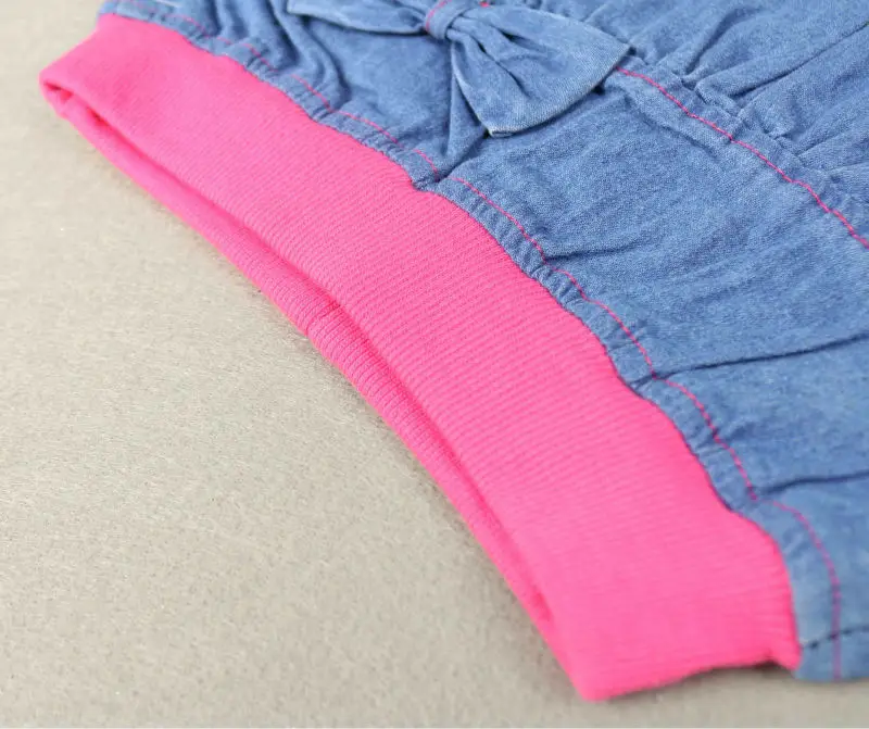 Девушки Летний Цветочный узор вышивки мини Джинсы юбки с луком розовый