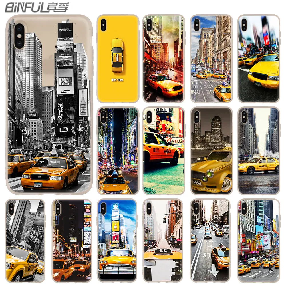 Мягкий силиконовый чехол с изображением такси Нью-Йорка для iPhone 13 12 11 Pro X XS Max XR 8 7 6