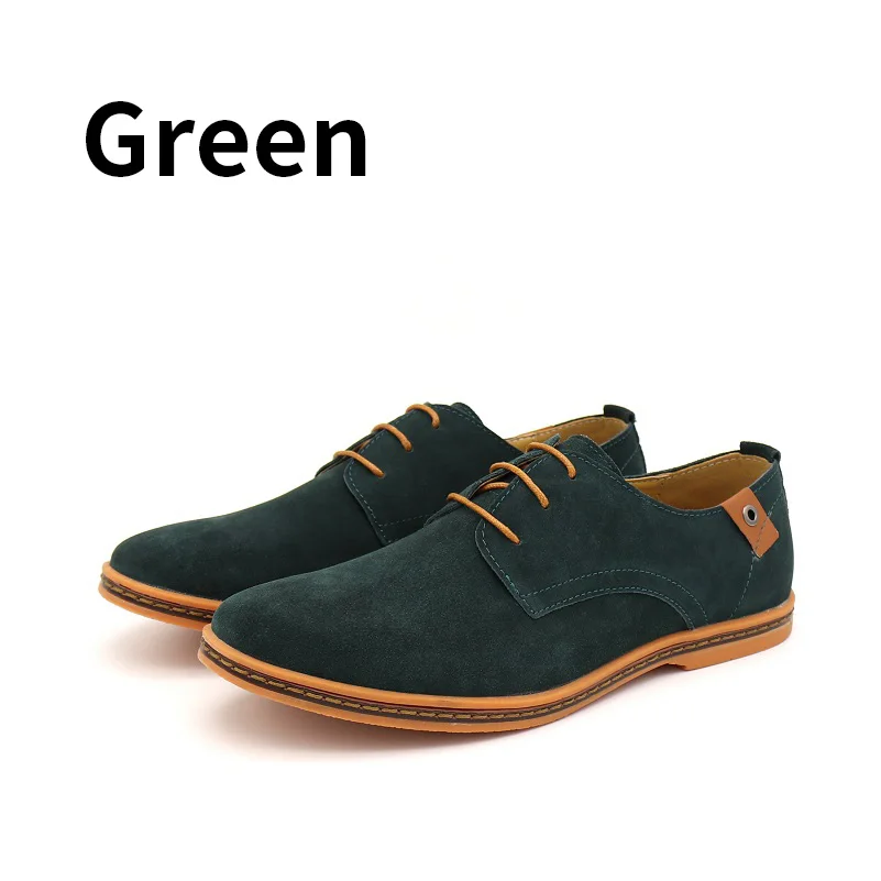 Green BIMUDUIYU/брендовая мужская повседневная обувь из натуральной замши в минималистическом стиле; Лидер продаж; Туфли-оксфорды на плоской подошве в британском стиле; большие размеры 38-48 - Цвет: Green
