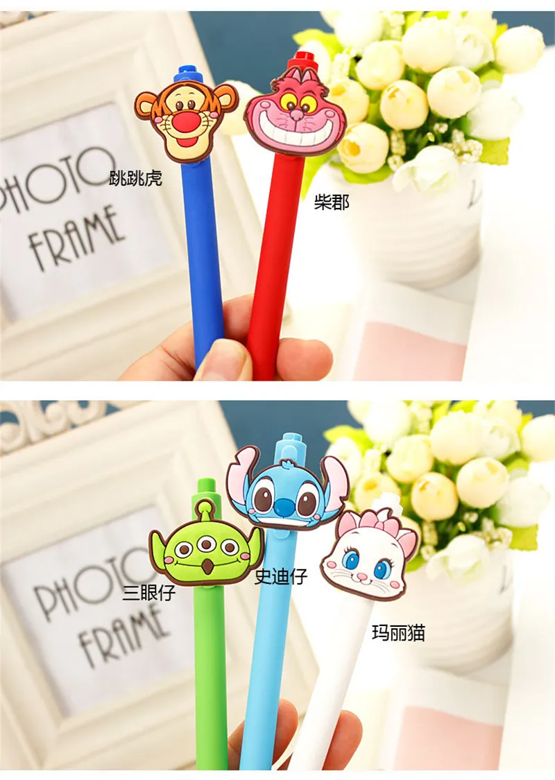 Гелевая ручка с героями мультфильмов, гелевая ручка Kawaii, 0,5 мм, черные чернила, яркие цвета, ручки для стежков, подарок для детей, escritorio Papelaria материал, escolar