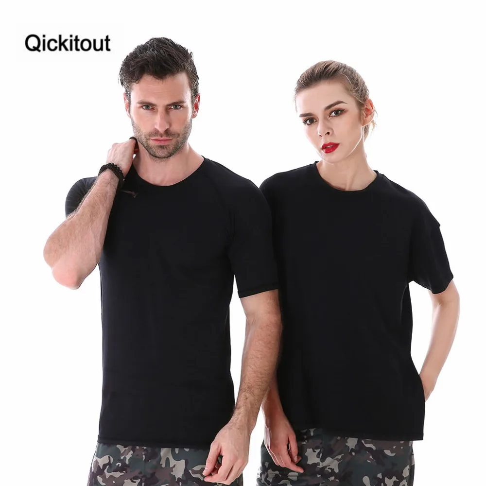 Женская Повседневная футболка Qickitout черная однотонная хлопковая брендовая