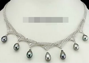 

Huij 003932 настоящий черный серый жемчуг 18 кулон с бусинами KWGP ожерелье