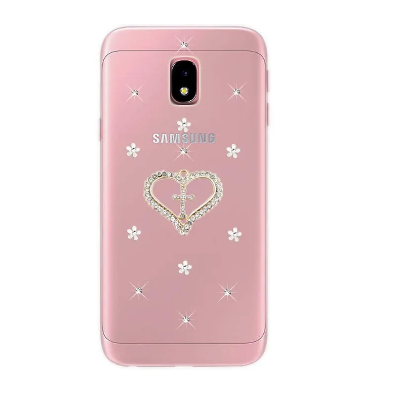 Прозрачный силиконовый чехол с бриллиантами для Samsung Galaxy J3 J5 2017 J7 Pro/DS задняя
