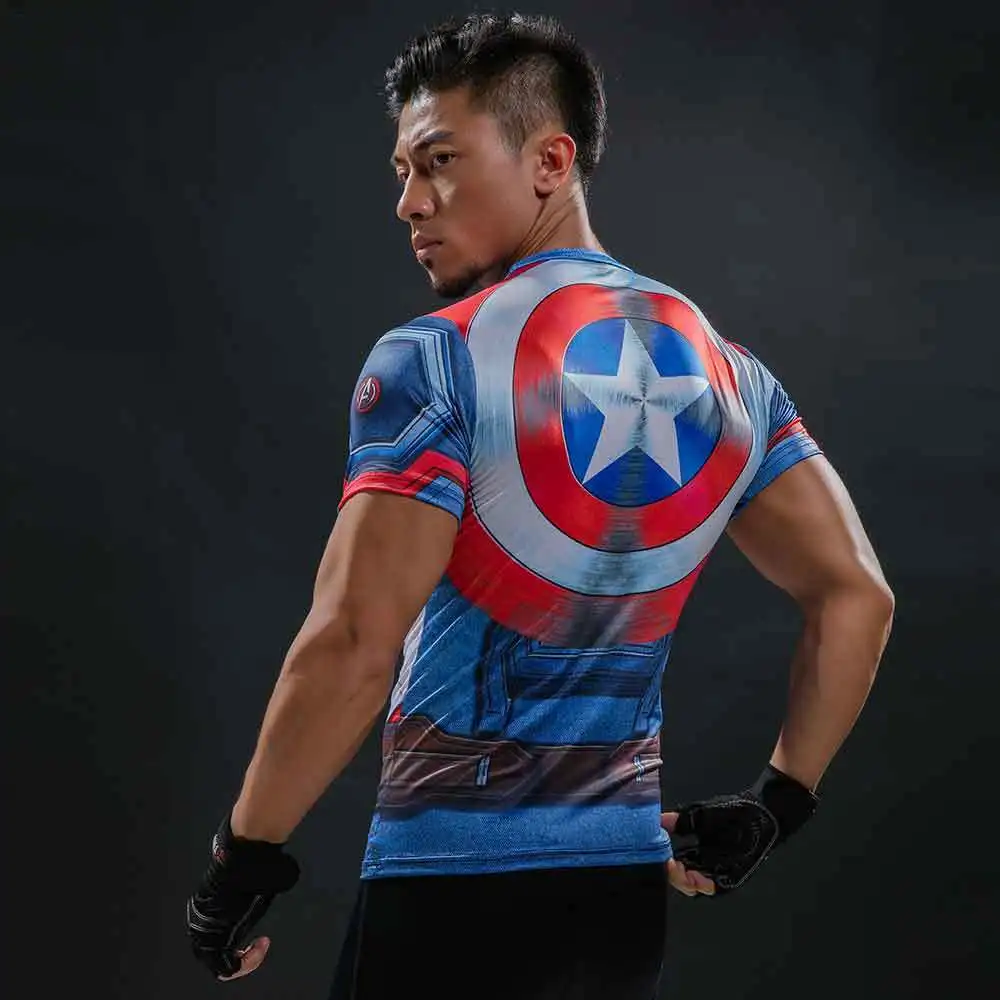 C07 Мужские спортивные футболки с 3D принтом Капитан Америка, Мстители Marvel 3, Железный человек, фитнес, мужская тренировочная футболка - Цвет: C07