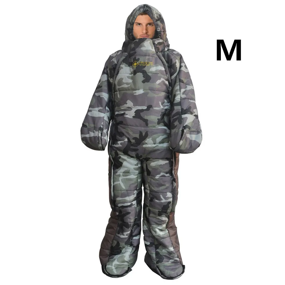 camouflage M Мумия кемпинг спальный мешок человеческого тела дизайн портативный легкий 4 сезона спальные мешки с руками и ногами Открытый Кемпинг - Цвет: camouflage M