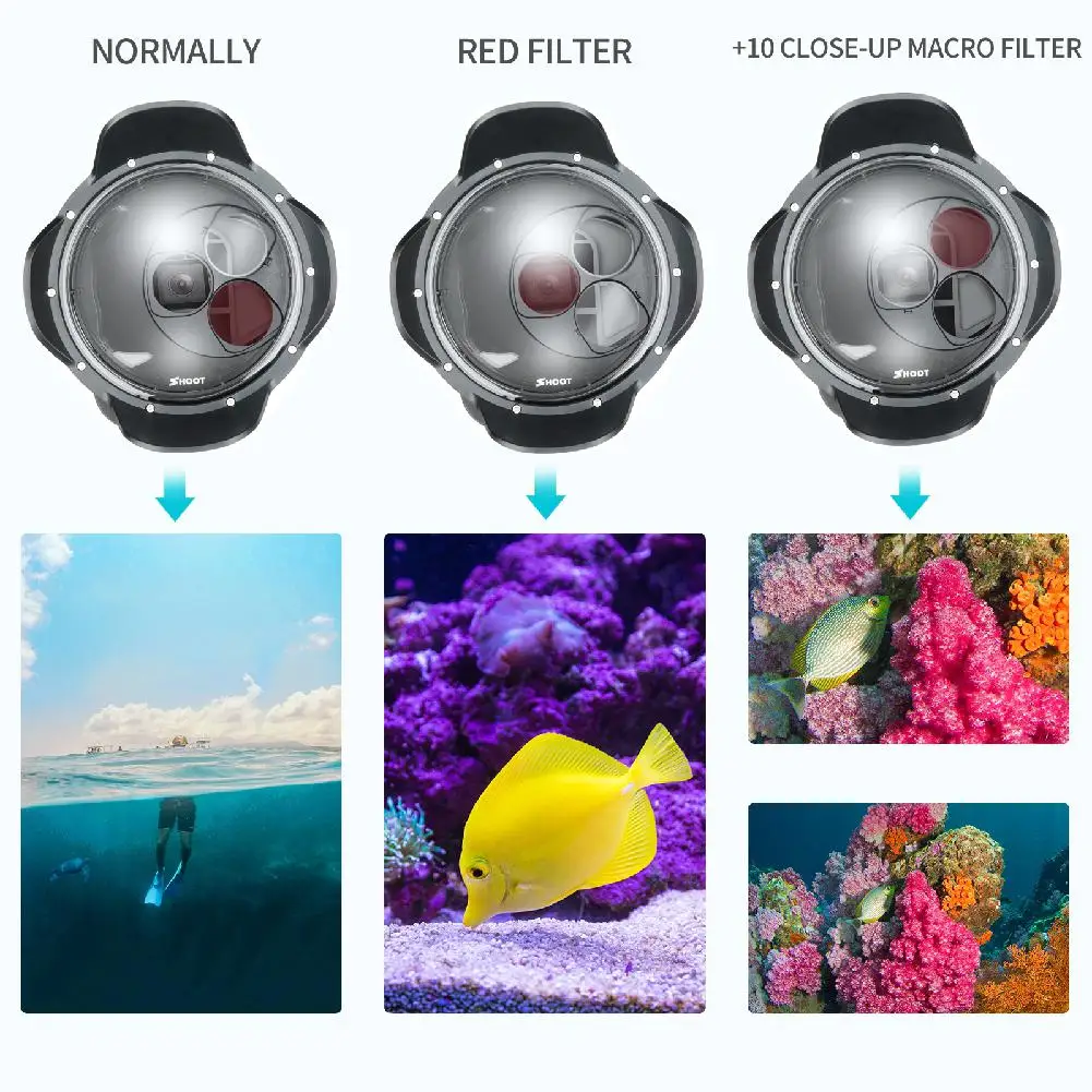 Купол порт водонепроницаемый чехол фильтр переключаемый купол для GoPro Hero 7 6 5