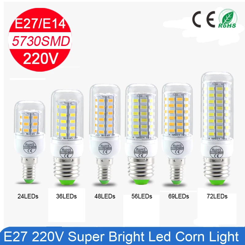 LINYEE светодиодная кукурузная лампа E27 E14 Светодиодная 5730 SMD AC220V умная Ic мощность 24 36