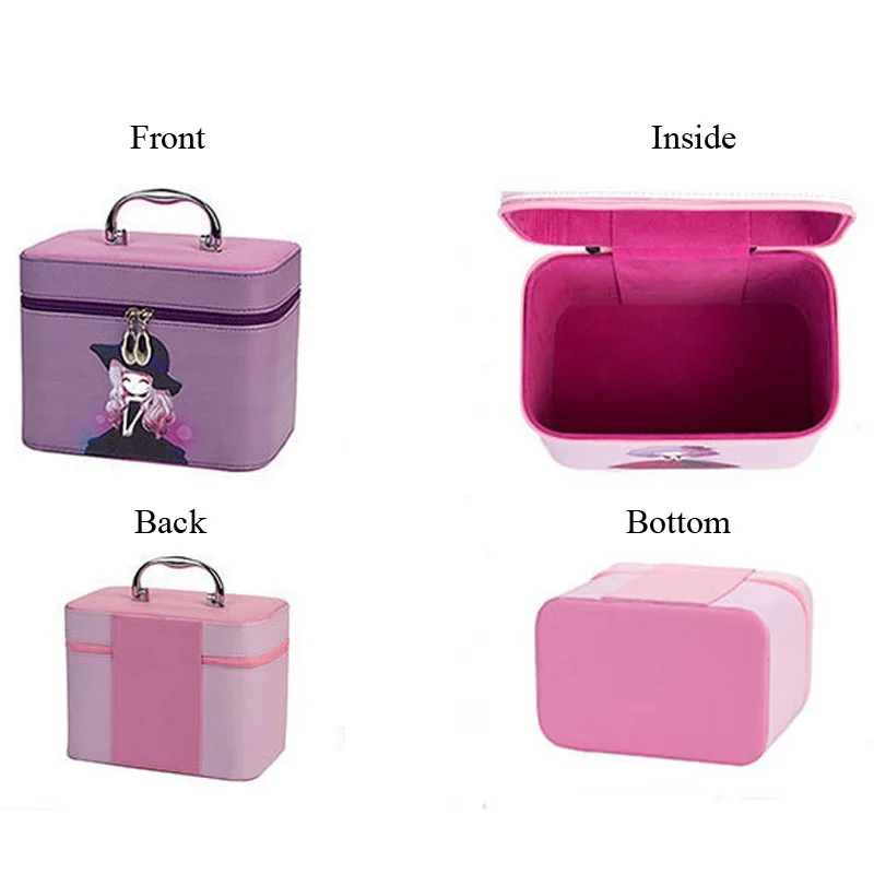 

Makeup Organizer Travel Case Women Cosmetic Bags Women Packages Cosmetic Bag Handbang Organizer Faux Leather Casket With Zipper