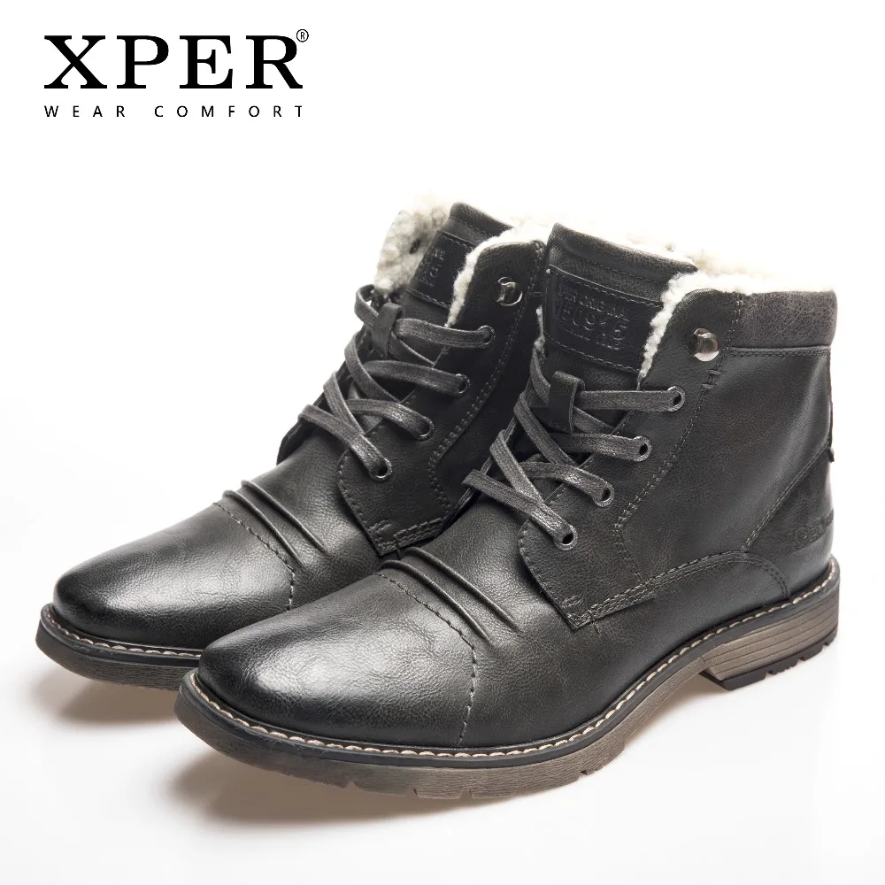 XPER/брендовые Модные ботильоны мужская теплая зимняя обувь мотоциклетные ботинки