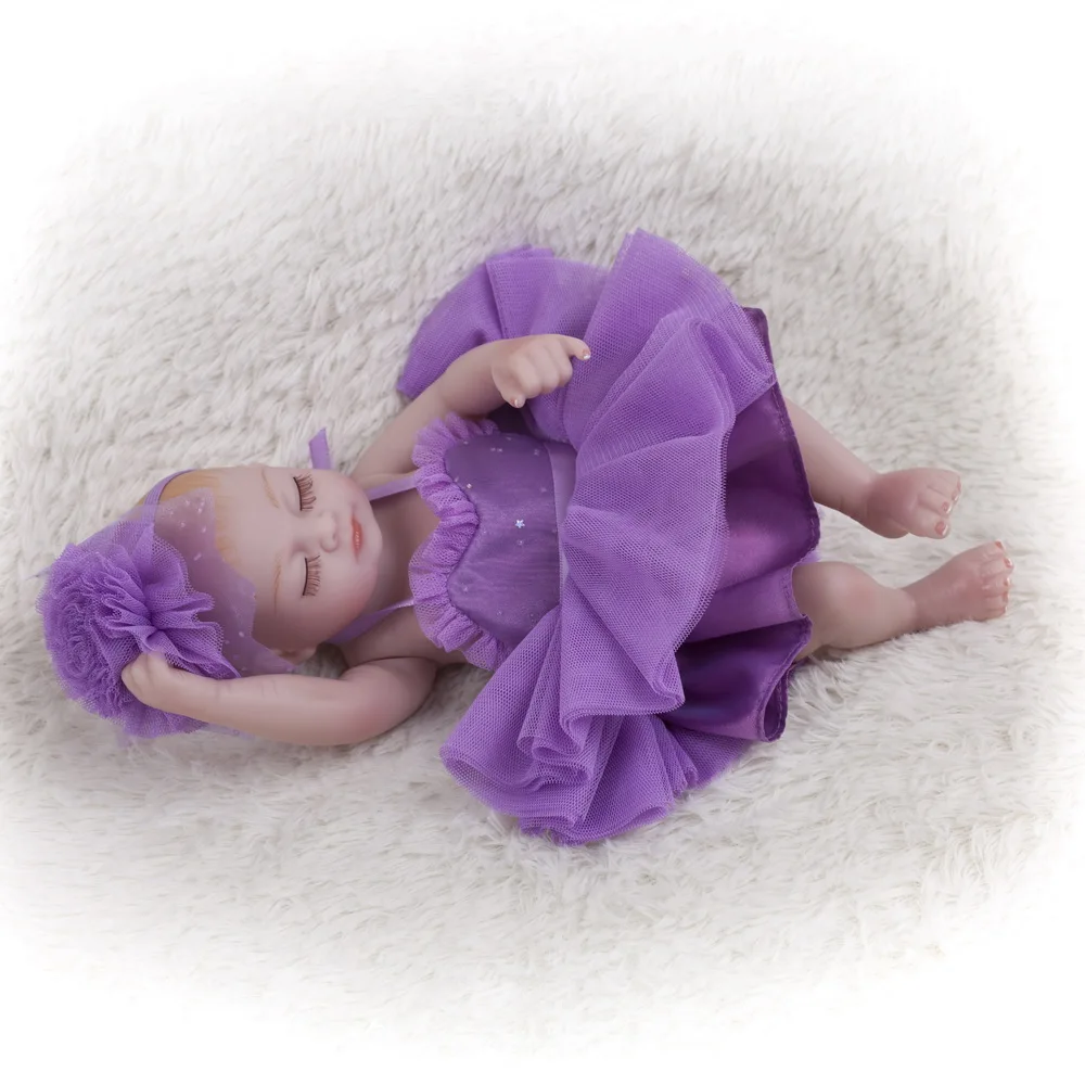 28 см Милые силиконовые куклы Reborn Baby закрытые глаза ручная работа реалистичные