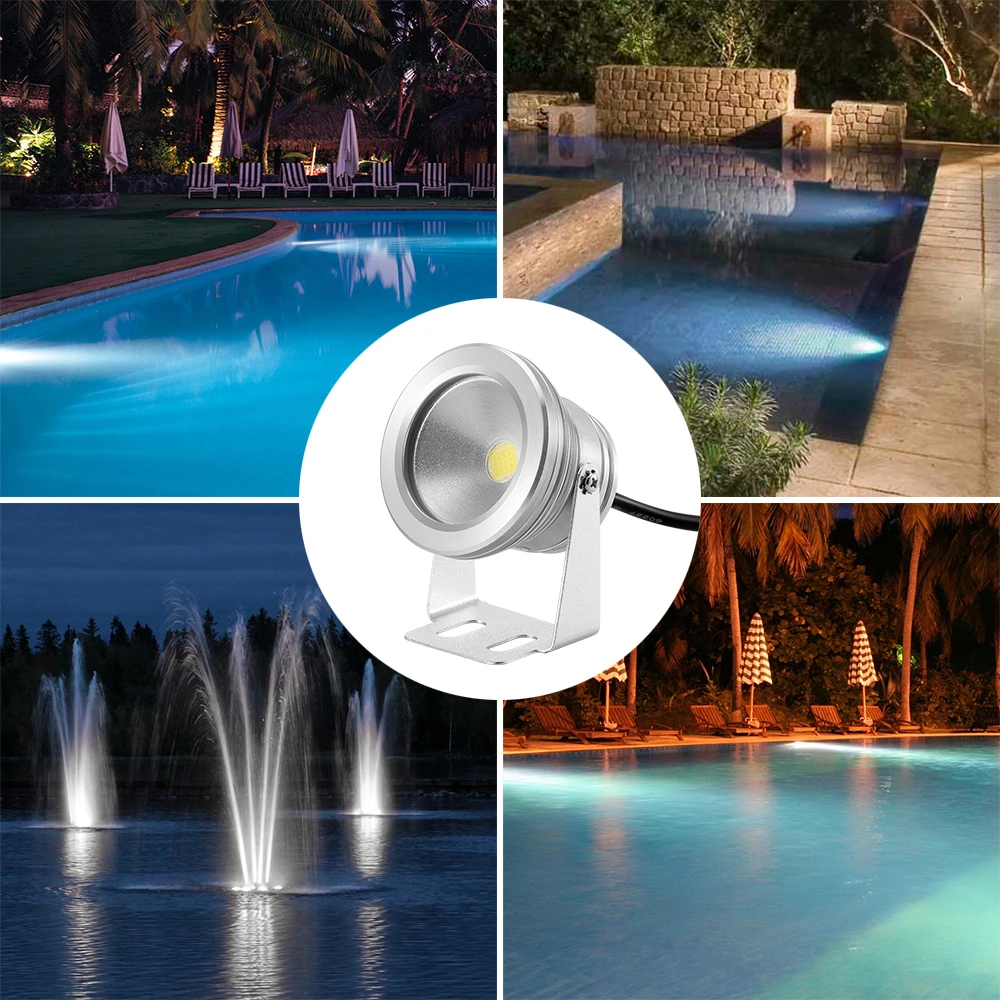 

Waterproof IP68 10W LED Underwater Light RGB Warm/Cold White fountain pool Lamp with waterproof-driver Lawn Lamp for garden