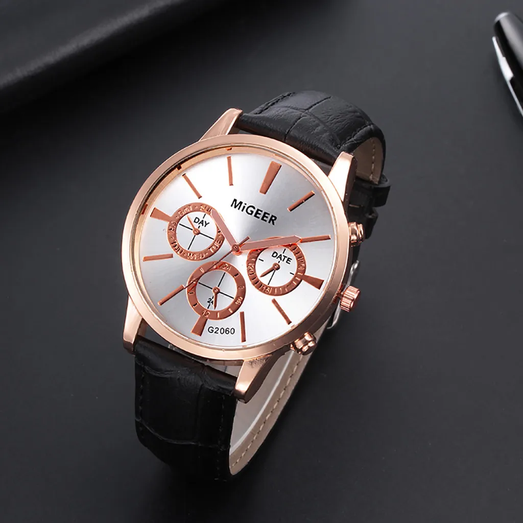 Мужские часы аксессуары классические модные мужские наручные кожаный ремешок